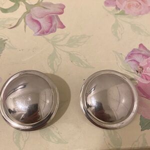 Silver Dome Pierced Earrings